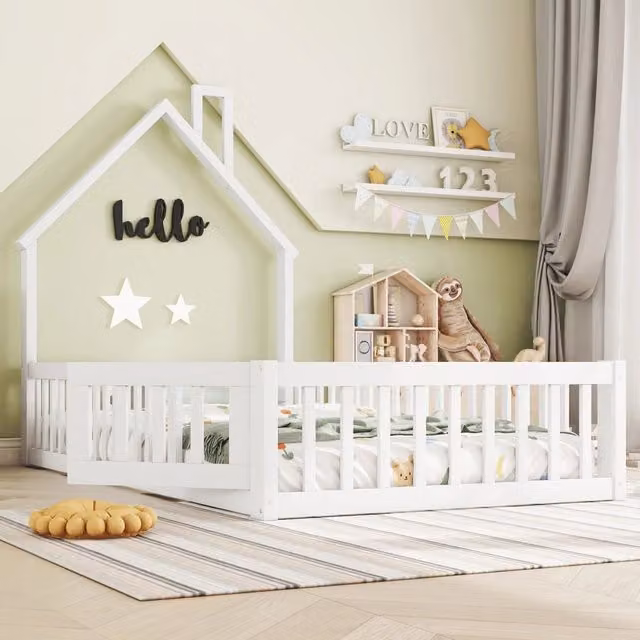 letto per bambini in pino bianco 90 x 200 cm