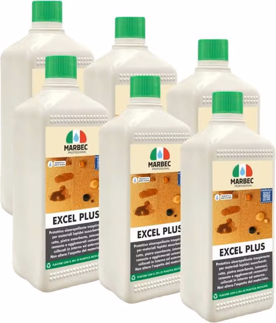 Trattamento impermeabilizzante per pavimenti in cotto Marbec Excel Plus trasparente a base acquosa confezione da 6 x 1 l – 1
