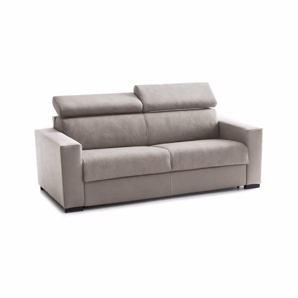 Amalfi Divano Letto 2 Posti Made in Italy con Coperture Sfoderabili e Poggiatesta Regolabile Grigio, L: 200 cm, P: 95 cm – 2