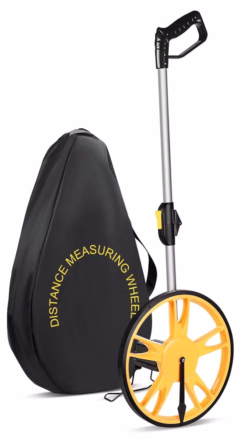 Misuratore di distanza per lunghe distanze - Misuratore a rotella retrattile - Portata: 9999,9 metri - Diametro della ruota: 32 cm