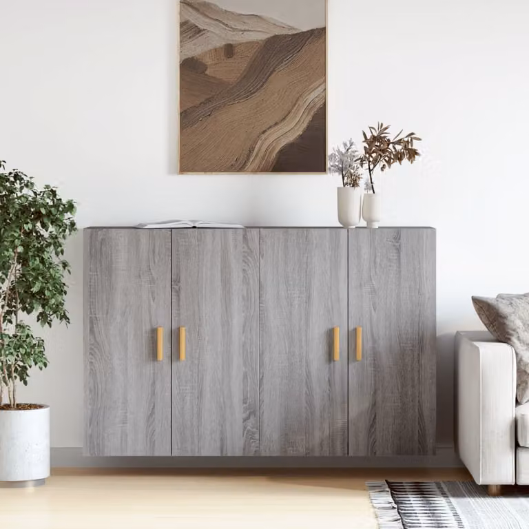 Set di 2 armadietti a parete moderni vidaXL in legno multistrato e MDF, colore grigio opaco