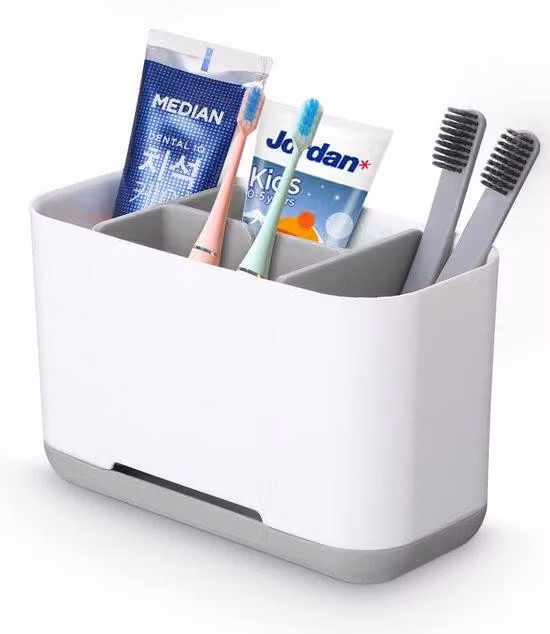 Portaspazzolini da bagno con base antiscivolo, bianco