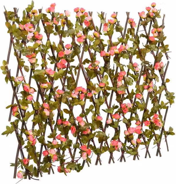 Set di 5 Tralicci di Edera Artificiale Espandibile Rosa, H: 180 cm, L: 60 cm