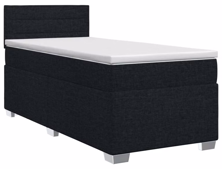Letto a molle con materasso nero 100 x 200 cm in tessuto