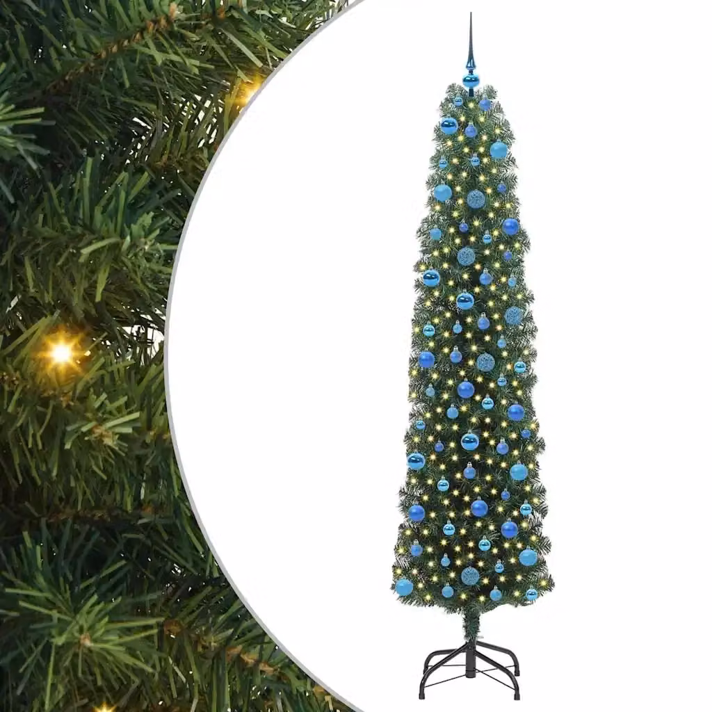 Albero di Natale artificiale moderno verde con 300 LED luce bianca calda, Altezza: 240 cm – 2