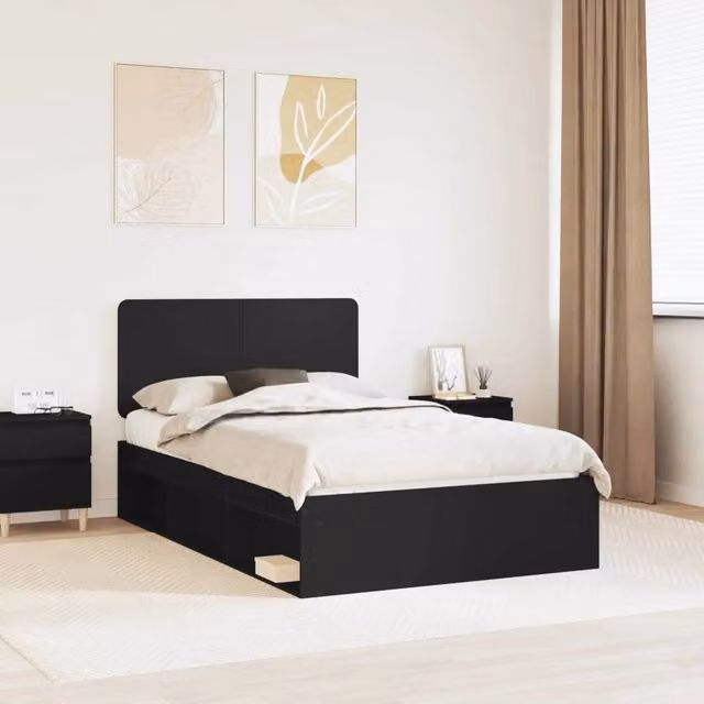 Struttura del letto Nero 120 x 190 cm Pino massello 3412516