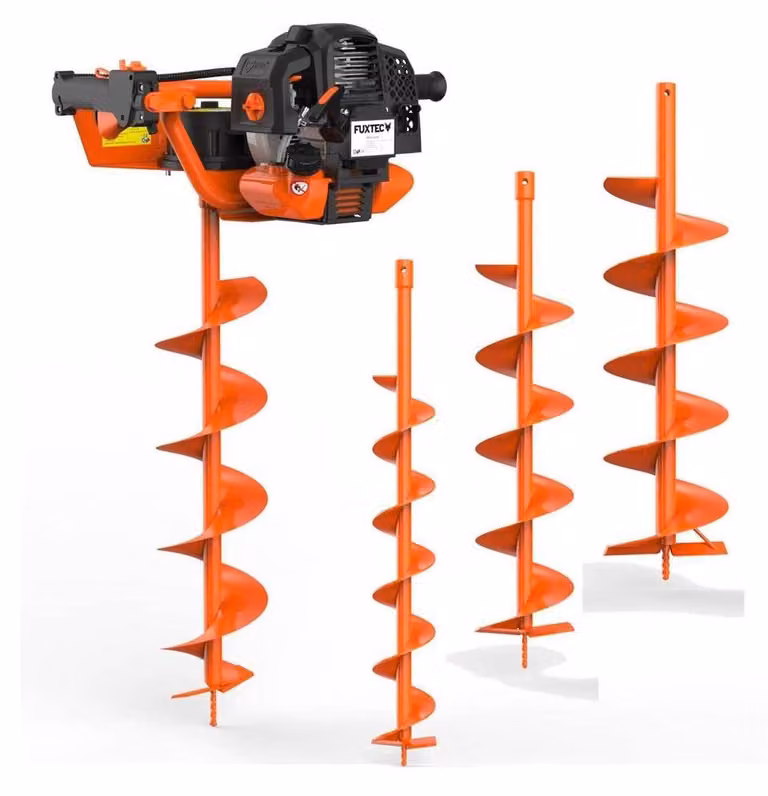 Trapano a benzina - confezione da 3 pezzi, cilindrata 52 cc, diametro del trapano 200 mm, per metallo, ideale per giardinaggio e silvicoltura