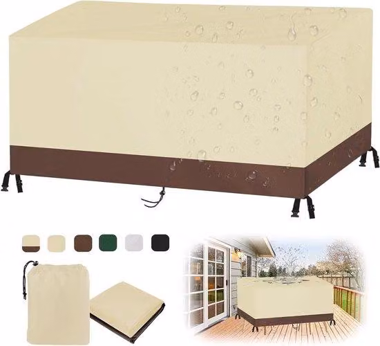 Spaziosa casetta da giardino con terrazza - Resistente alle intemperie - Materiale Oxford - 160x80x85 cm - Tonalità beige-marrone