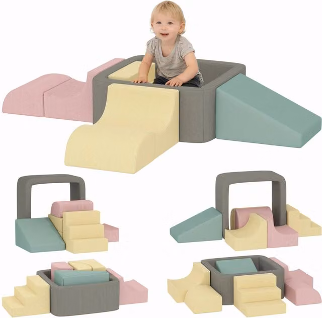 Set di 7 blocchi di schiuma per bambini Xylo con rivestimento in velluto lavabile multicolore