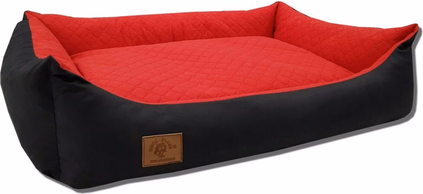Letto per cani XL cuscino per cani divano letto per gatti 100x70 impermeabile nero-rosso