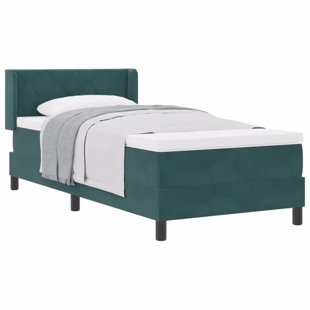 Letto Ibrido con Testiera in Velluto Verde vidaXL L/P: 90 x 200 cm – 2