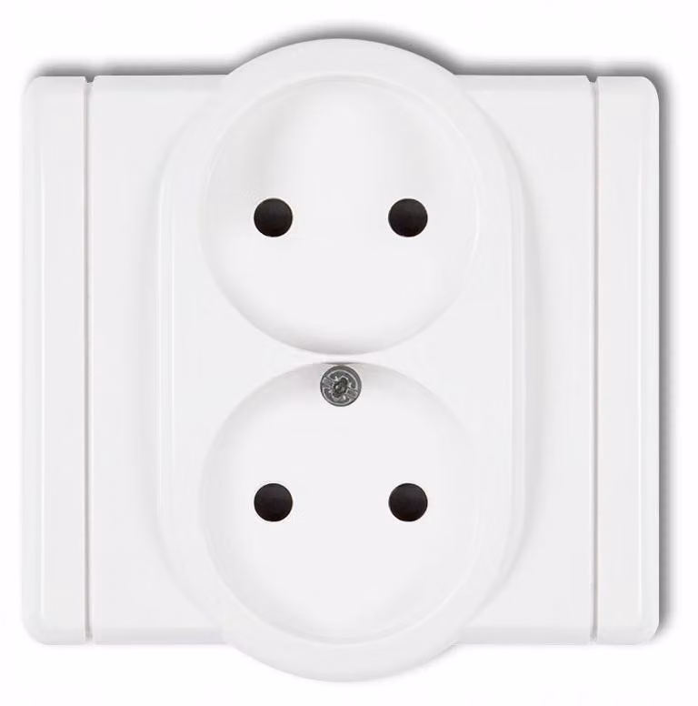 Prese multiple a incasso, serie Karlik Flexi, doppia presa, colore bianco, modello FGP-2p