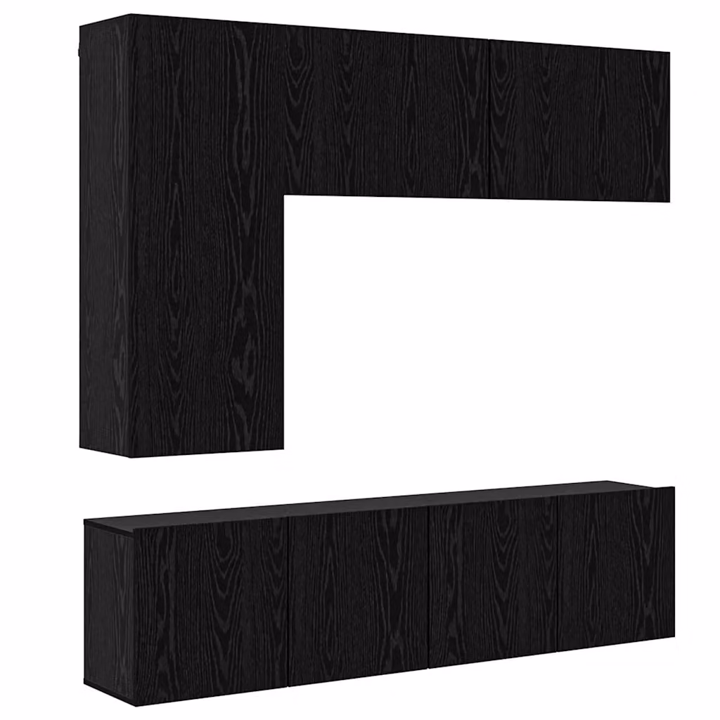 Unità TV da parete moderna vidaXL in 5 pezzi, Rovere e Nero, in legno MDF – 3
