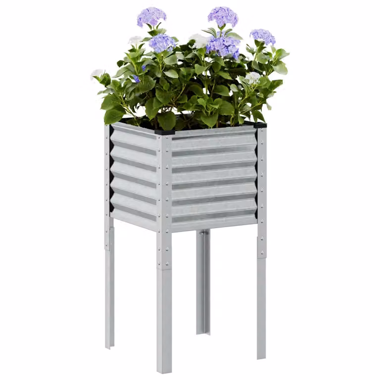 Fioriera da giardino vidaXL in acciaio zincato argento L/P/H: 45 x 45 x 88 cm