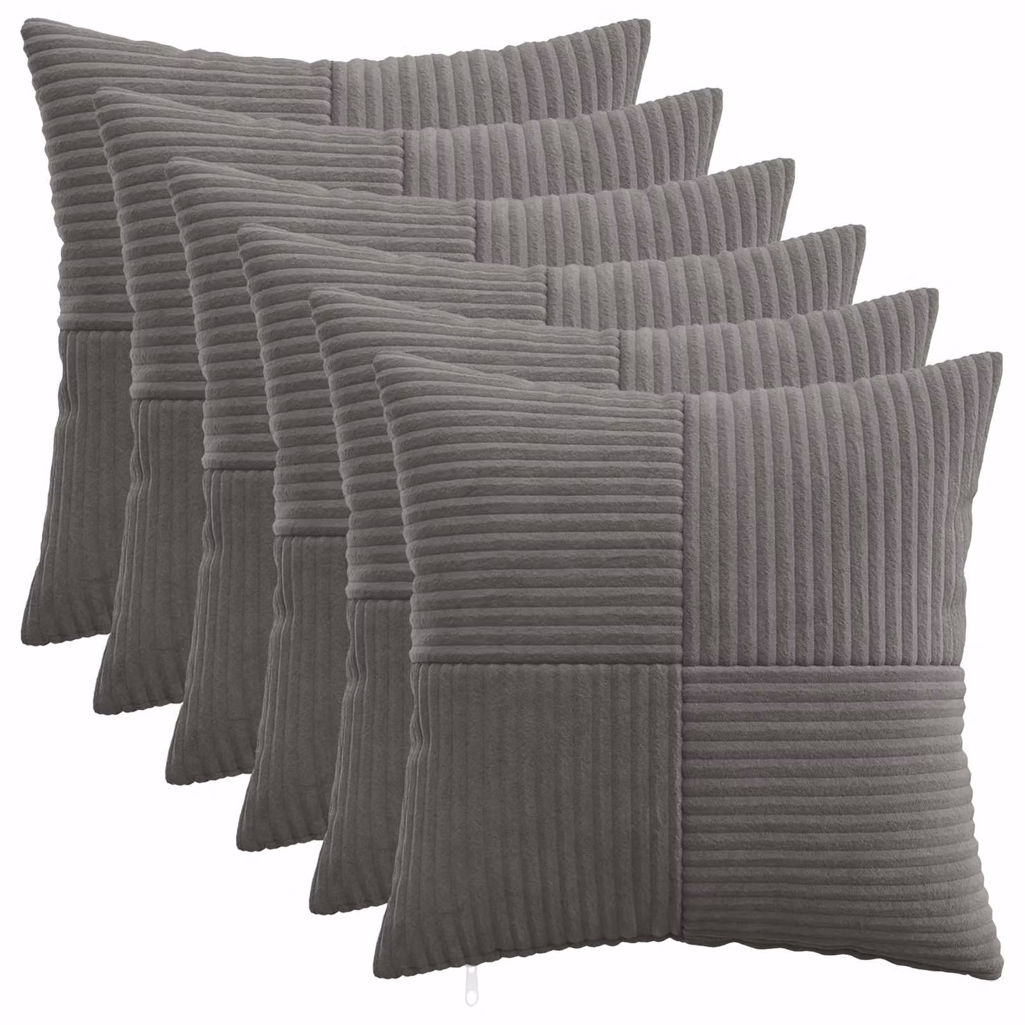 Set di 6 federe vidaXL ALMELO in velluto a coste grigio scuro, L 35 x P 35 cm