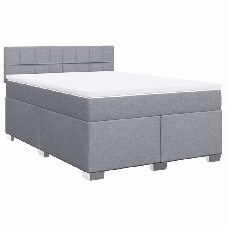 Giroletto a Molle con Materasso Grigio Chiaro 140x200cm Tessuto