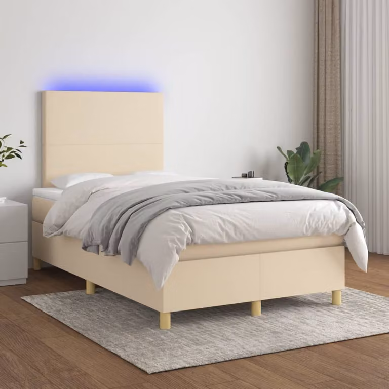 Maison Exclusive - Letto a Molle con Materasso e LED Crema 120x200cm in Tessuto
