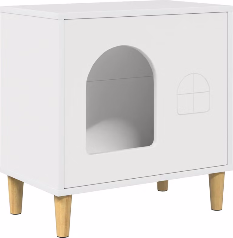 Casa per Gatti Bianco Lucido 51 x 30 x 52 cm Legno multistrato