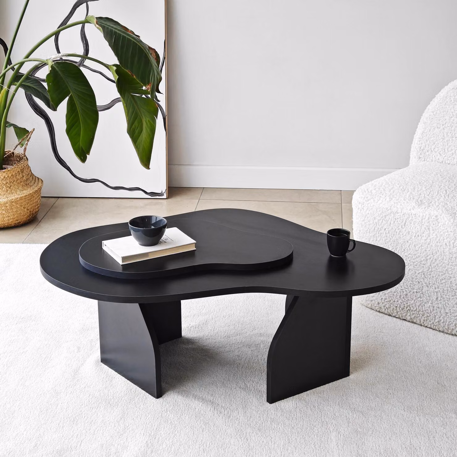 Skye Decor, Melted - Black, tavolino da salotto, 100% pannelli di truciolato rivestiti in melamina, nero, 105 x 65 x 35 cm