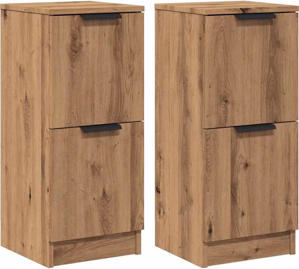 Credenze 2 pz Rovere Artigianale 30x30x70 cm Legno Multistrato