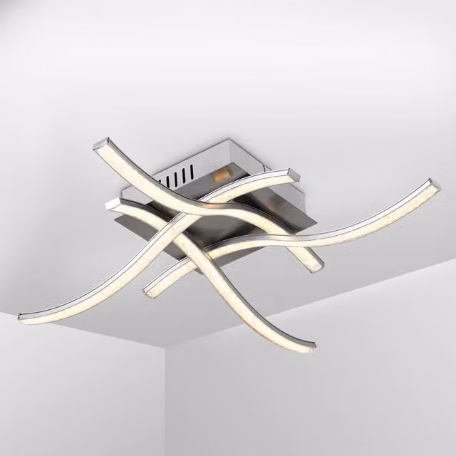 Plafoniera Tigull Monzana con 4 luci LED 15W, colore bianco e argento, L/P/H: 46 x 46 x 10 cm