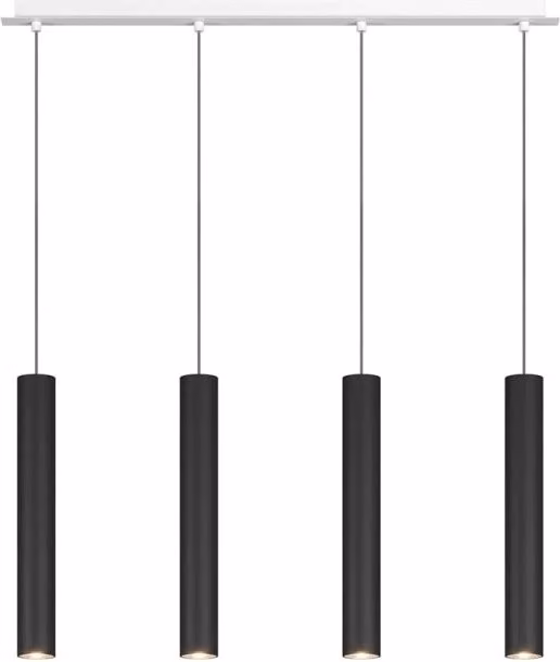 Lampadario Industrial-Minimal Xeana Metallo Bianco Nero 4 Luci Gu10