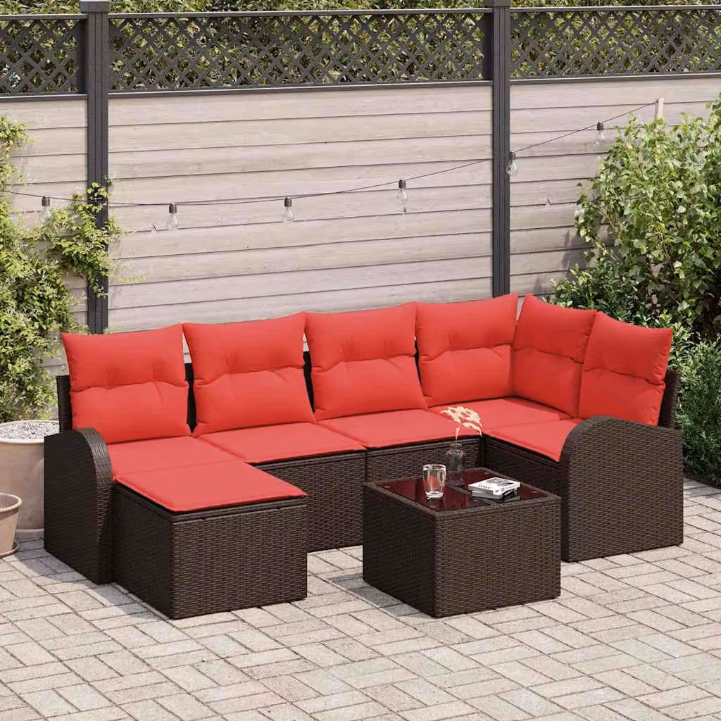 Maison Exclusive - Set da giardino composto da 7 pezzi. Colore: marrone. Materiale: rattan sintetico (poly rattan)