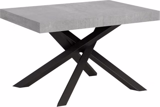 Tavolo allungabile moderno Bs Com in effetto cemento con telaio antracite L/P: 90 x 130/234 cm – 1