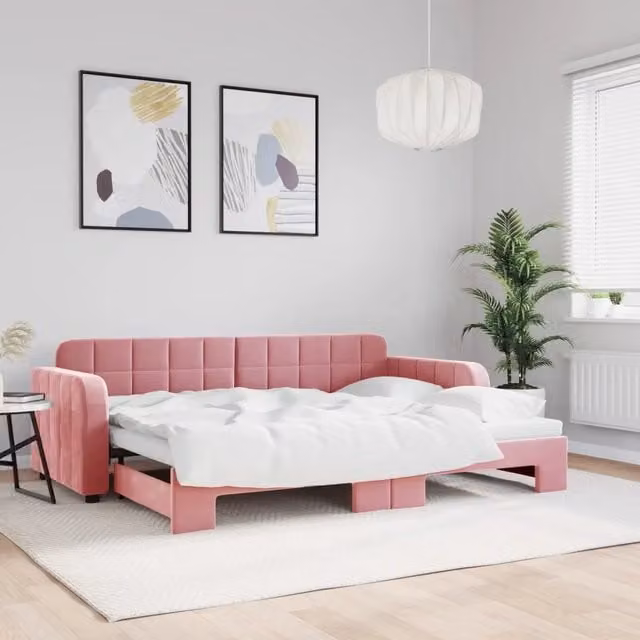 Divano Letto Moderno vidaXL in Velluto Rosa per Soggiorno e Camera da Letto
