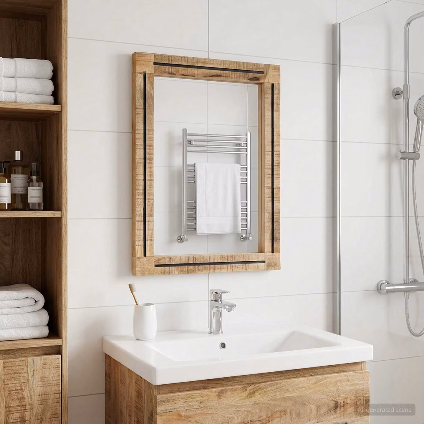 Specchio da parete moderno vidaXL in vetro rettangolare, Marrone e Nero, L: 70 cm, H: 50 cm, P: 3 cm