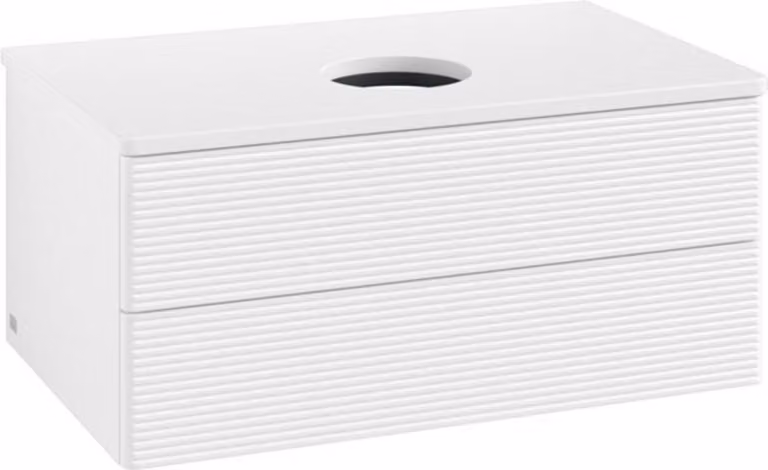 V&B Mobiletto con struttura frontale - illuminazione Antao 80x36x50cm, WBP colore Lac, laccato bianco