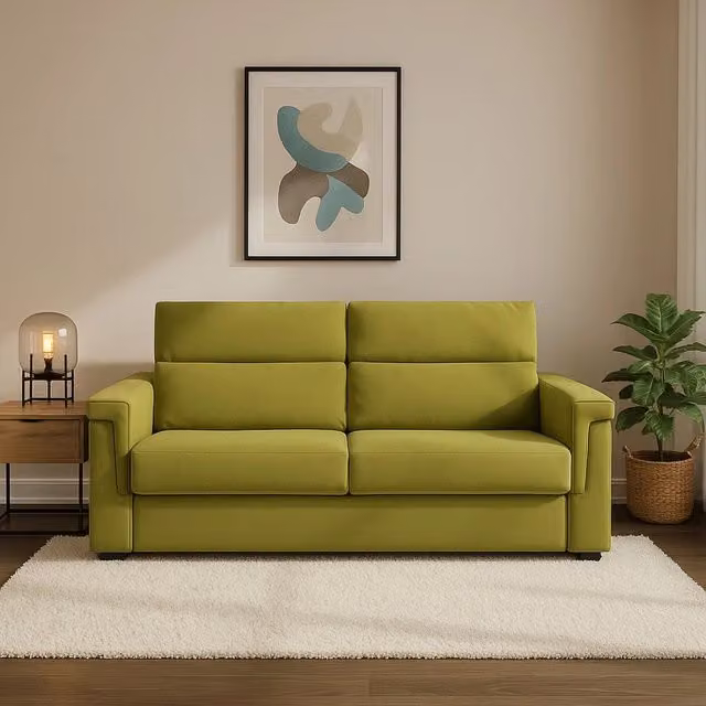 Divano Letto 2 Posti Tenna DMORA Verde con Coperture Sfoderabili e Contenitore, Made in Italy – 1