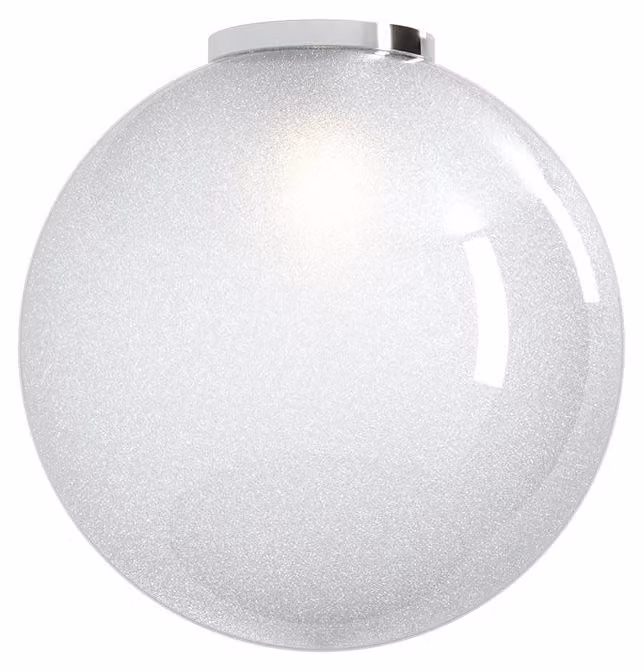 Plafoniera Contemp Glitter Metallo Cromo Vetro Soffiato Trasp 1 Luce E27 40Cm