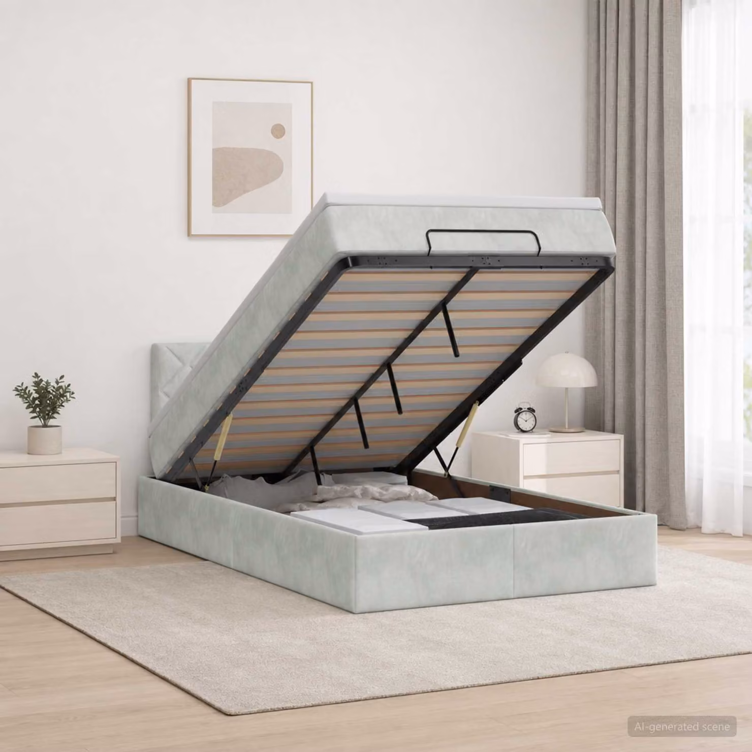 Letto ottomano con materasso vidaXL in velluto grigio chiaro, L 120 x P 200 cm