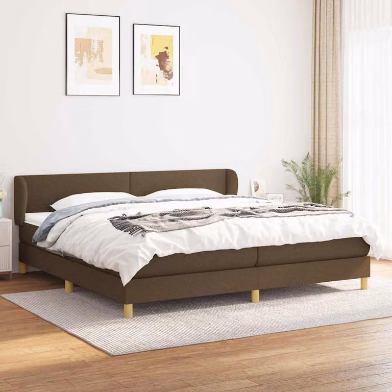 vidaXL Letto Ibrido con Giroletto a Molle e Materasso in Tessuto Marrone Scuro L/P/H: 200 x 200 x 78 cm