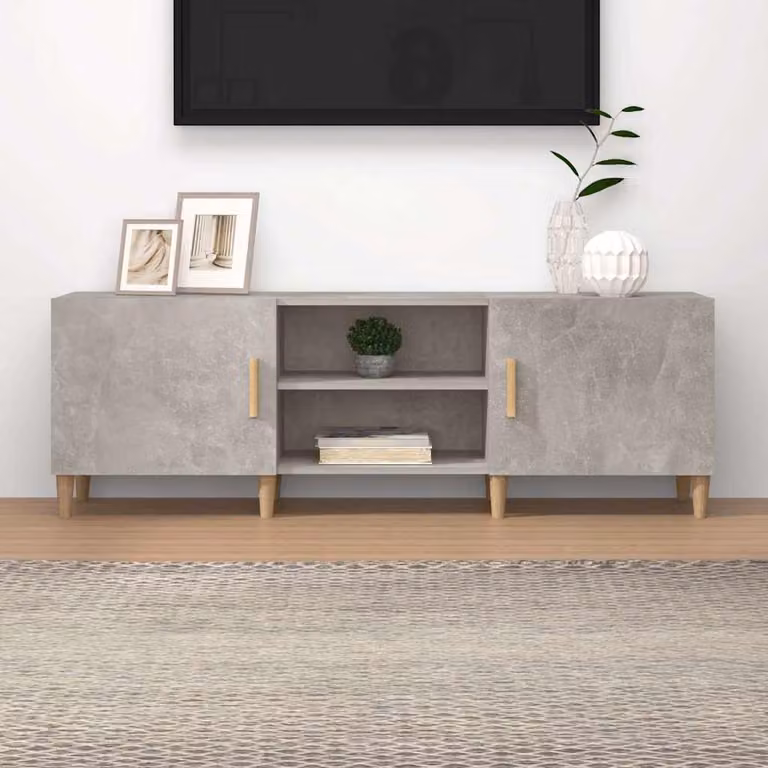 vidaXL Mobile Porta TV Minimalista in Legno Multistrato Grigio con Ruote L 150 cm, P 30 cm, H 50 cm