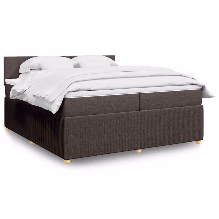 vidaXL Giroletto a Molle con Materasso Ibrido in Tessuto Marrone Scuro e Bianco, L/P: 200 x 200 cm