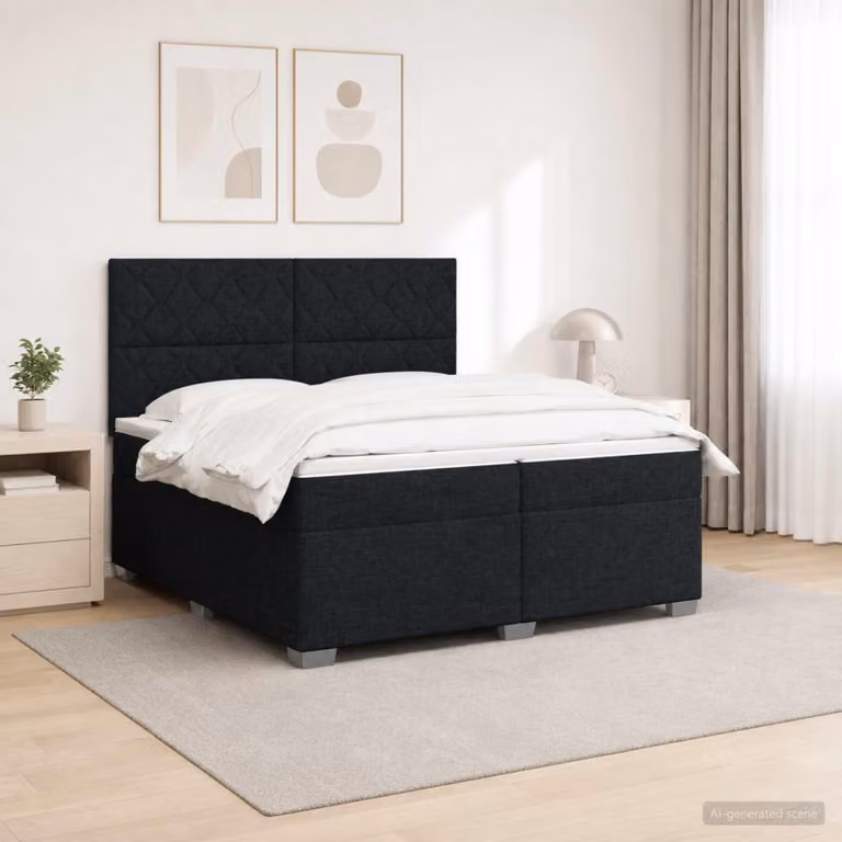 Maison Exclusive - Letto boxspring con materasso nero 200 x 200 cm Tessuto