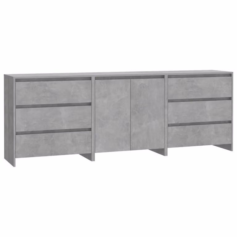 Credenze 3 pz Grigio Cemento in Legno Multistrato