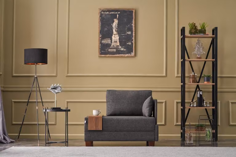 Hanah Home, Fly- BLC2665, antracite, divano letto, struttura: Legno massiccio e disco di particelle rivestito in melamina