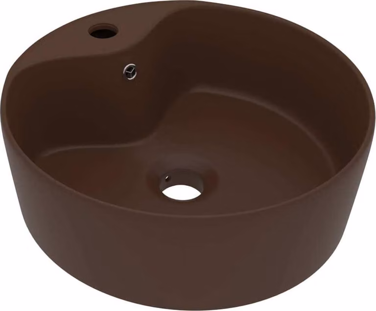 Lavandino con Troppopieno Marrone Scuro Opaco 36x13 cm Vetroceramica