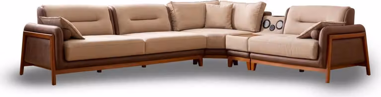 Luxus Ecksofa L-Form Beige Wohnzimmer Möbel Couch Multifunktion Couchen Modern