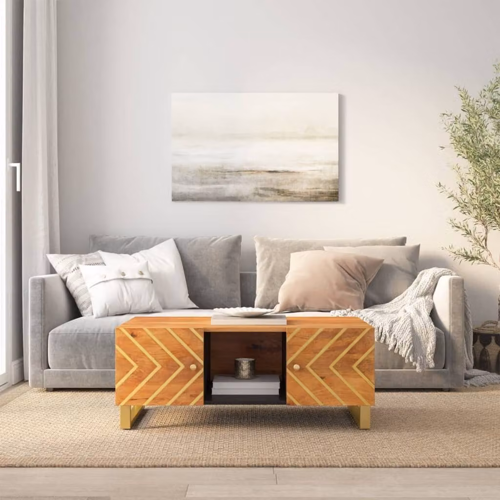 Maison Exclusive - Tavolino da caffè marrone e nero, 100x54x40 cm, in legno massello di mango