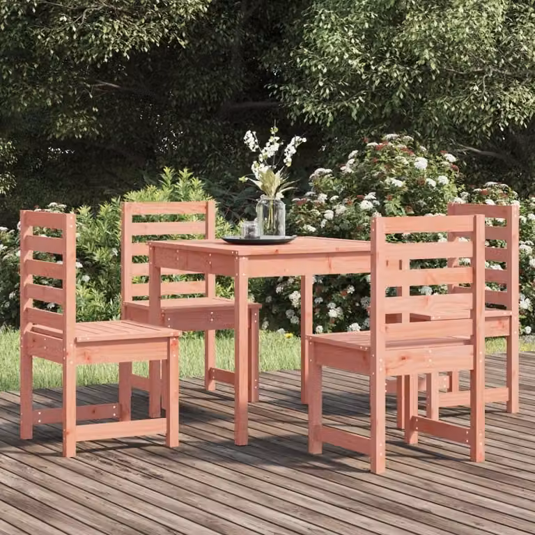 The Living Store 5 pezzi. Set da pranzo da giardino in legno massiccio di abete Douglas