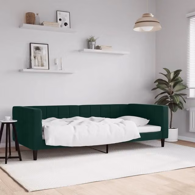 Letto da giorno verde vidaXL con struttura imbottita e design moderno – 1