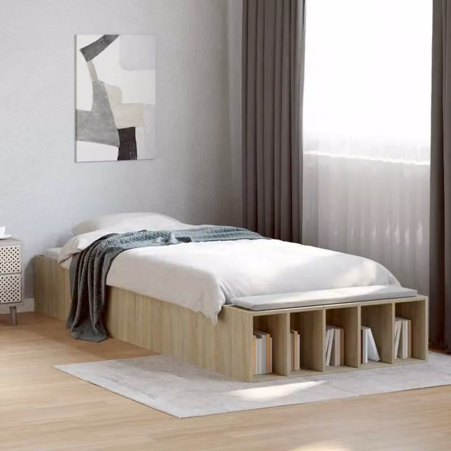 Telaio del letto con contenitore vidaXL in Rovere Sonoma, marrone, L/P/H: 200 x 80 x 83 cm – 1