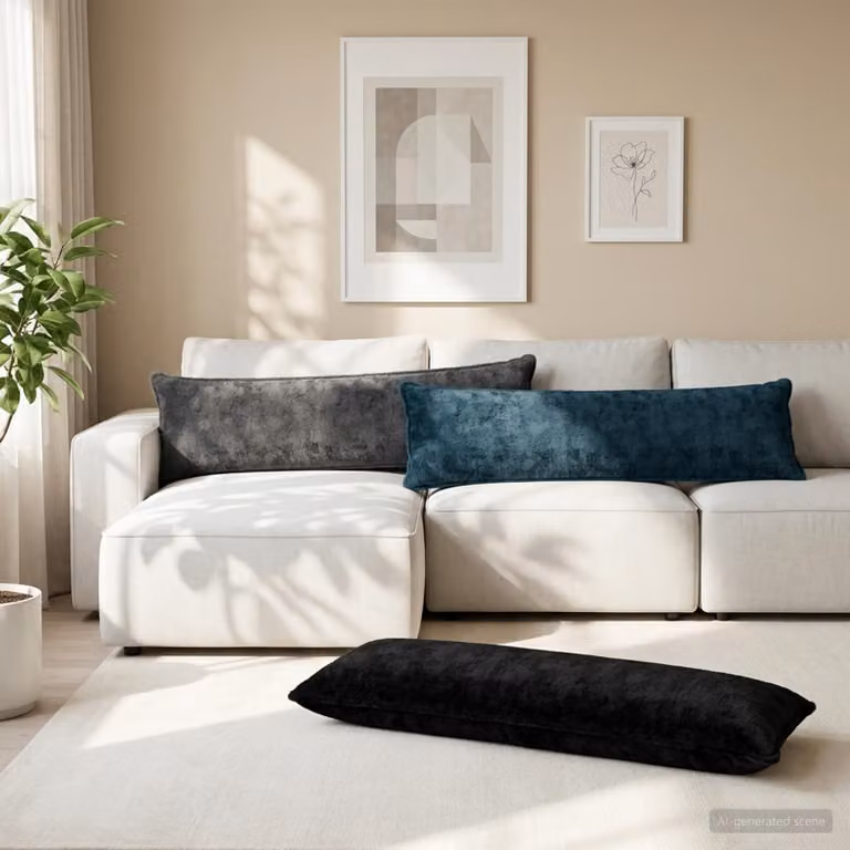 Set di 2 federe vidaXL HOUTEN in ecopelliccia blu navy, L 145 cm x P 40 cm