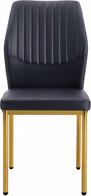 Set di 4 Sedie da Pranzo in Stile Lusso Leggero con Schienale in PU Nero e Gambe Metalliche Dorate, Altezza 93 cm