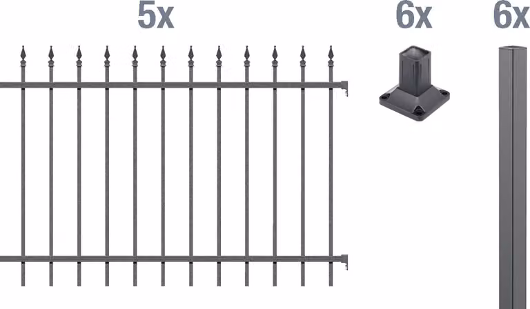 Alberts 510329 Set completo di recinzione Chaussee, da avvitare, antracite, altezza 100 cm, lunghezza 10 m