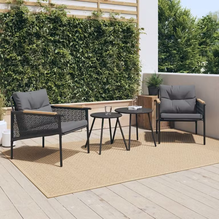 Maison Exclusive - Sedie da giardino con cuscini, 2 pezzi, colore nero, struttura in acciaio